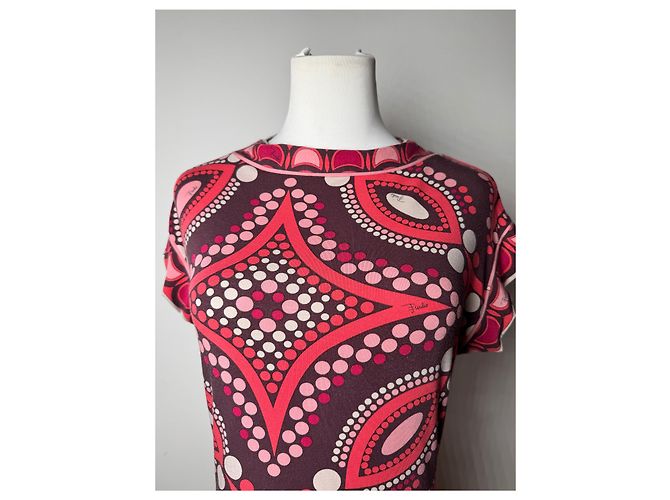 Vintage Emilio Pucci abstraktes farbiges Oberteil Rot M - Ansicht 12