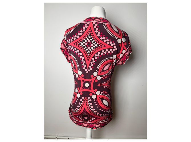 Vintage Emilio Pucci abstraktes farbiges Oberteil Rot M - Ansicht 13