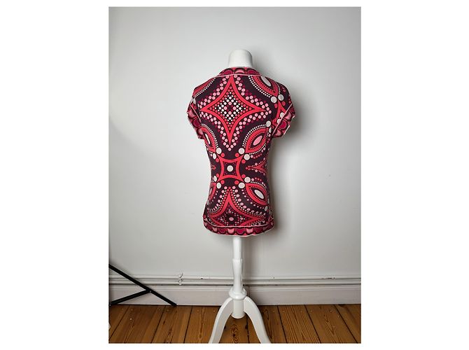 Vintage Emilio Pucci abstraktes farbiges Oberteil Rot M - Ansicht 4