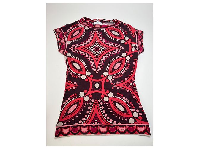 Vintage Emilio Pucci abstraktes farbiges Oberteil Rot M - Ansicht 5