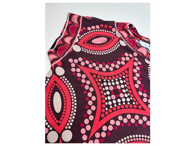 Vintage Emilio Pucci abstraktes farbiges Oberteil Rot M - Ansicht 7