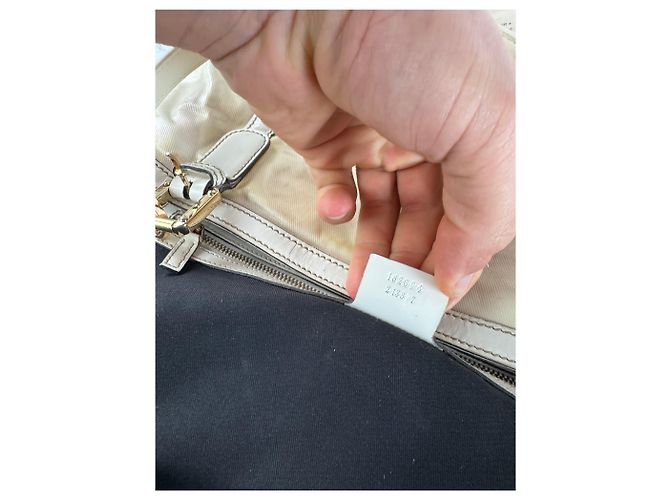 Vintage Gucci GG Leder / Polyester Tote Bag Weiß - Ansicht 5