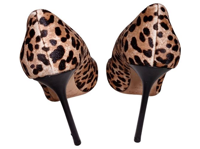 Décolleté Jimmy Choo in pelle leopardata Beige - vista 4