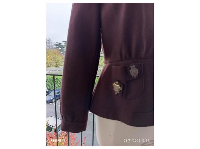 Giacca Miu Miu marrone in lana e nylon - vista 5