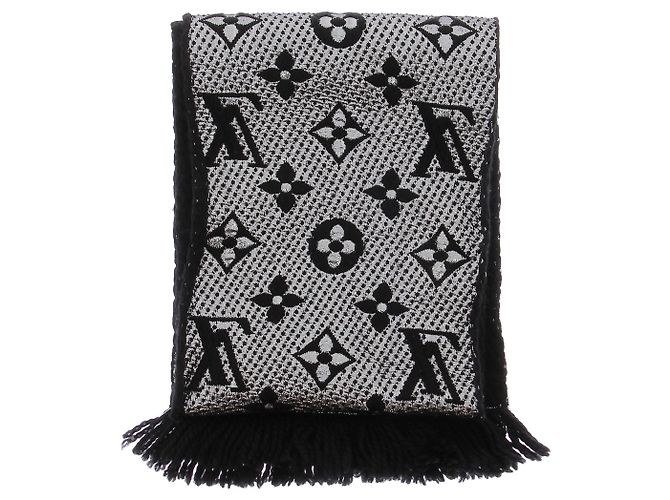 Louis Vuitton Cachecol de lã preto e prateado - vista 2