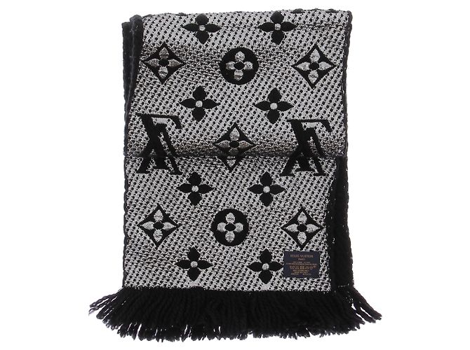 Louis Vuitton Cachecol de lã preto e prateado - vista 3
