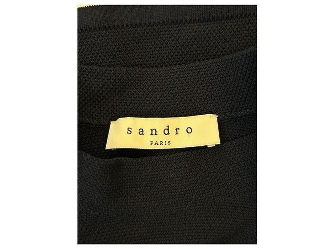 Vestido Sandro azul marino y blanco con mangas cortas S - vista 5