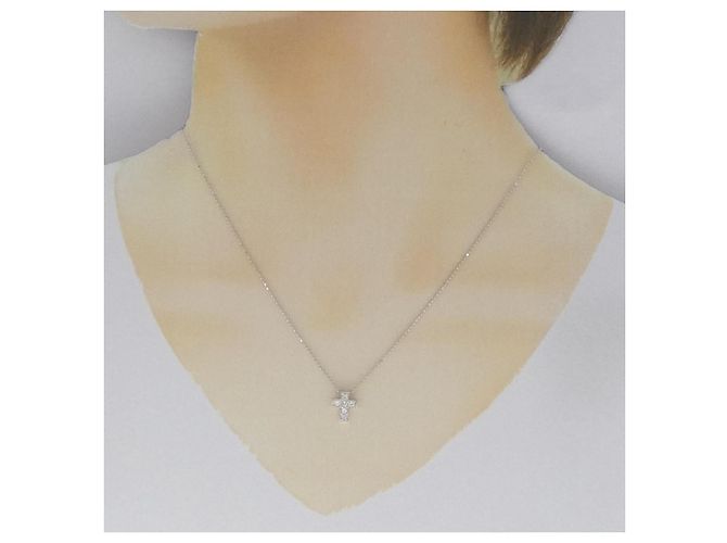 Autre Marque Collana con croce di diamante in oro bianco Au750 Argento - vista 6