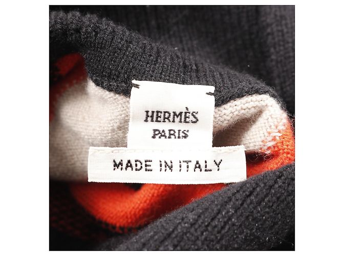 Vestido de cachemira BRIDES de GALA de Hermès Negro Beige Naranja - vista 3