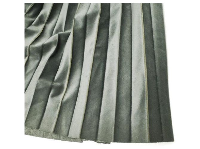 Autre Marque Falda Larga Plisada de Terciopelo OD82SKT039ME Gris - vista 4