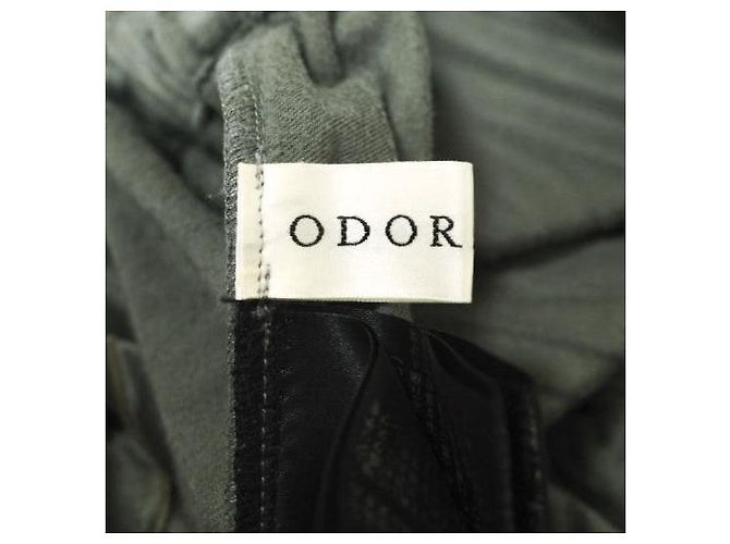 Autre Marque Falda Larga Plisada de Terciopelo OD82SKT039ME Gris - vista 5