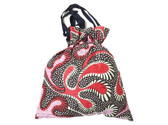 Autre Marque Borsa a spalla reversibile in cotone batik africano MANDRAKE Rosa Blu - vista 2