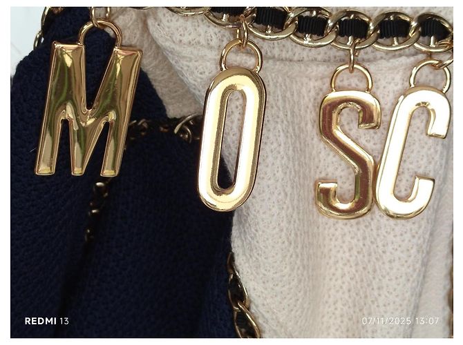 Giacca Moschino Couture in lana crema e blu navy Crudo - vista 13