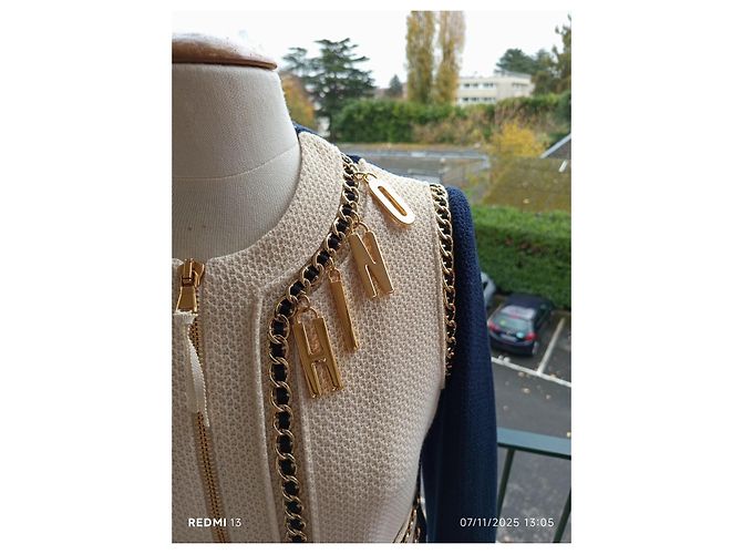 Giacca Moschino Couture in lana crema e blu navy Crudo - vista 4