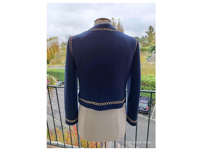 Giacca Moschino Couture in lana crema e blu navy Crudo - vista 7