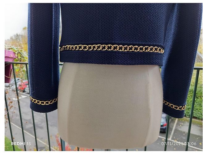 Giacca Moschino Couture in lana crema e blu navy Crudo - vista 8