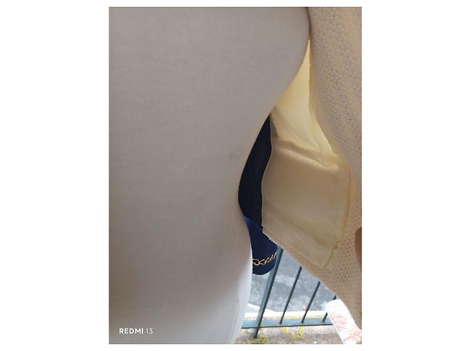 Giacca Moschino Couture in lana crema e blu navy Crudo - vista 9