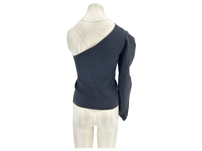 Top asymétrique noir en viscose Ba&Sh - vue 2