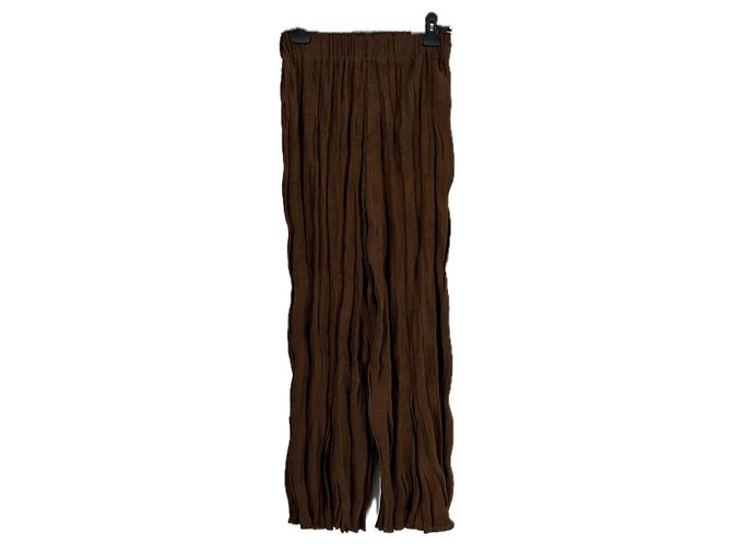 Autre Marque Pantalones plisados marrones GONGDID DESIGN Talla 34 Castaño - vista 2