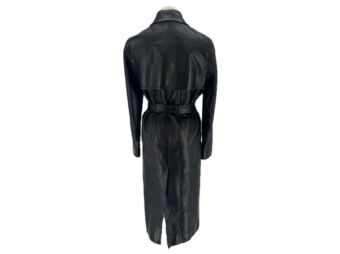 Trench in pelle nera Céline con zip Nero - vista 2
