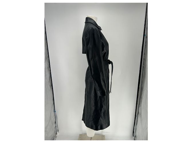 Trench in pelle nera Céline con zip Nero - vista 3