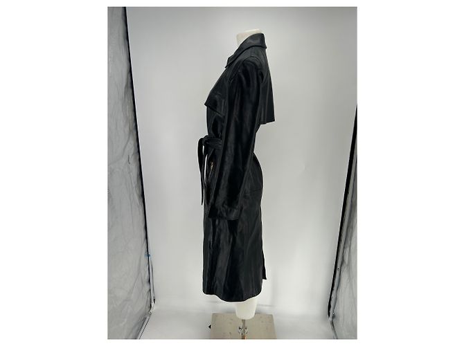 Trench in pelle nera Céline con zip Nero - vista 4