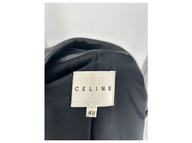 Trench in pelle nera Céline con zip Nero - vista 5