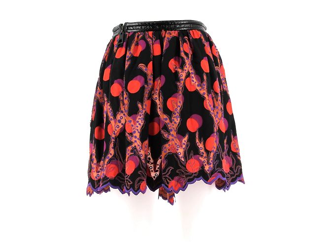 Falda corta estampada roja y negra Louis Vuitton Negro - vista 2