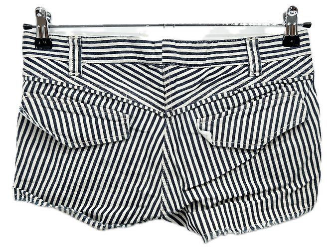 Pantaloncini mini a righe Isabel Marant neri in cotone Nero - vista 2