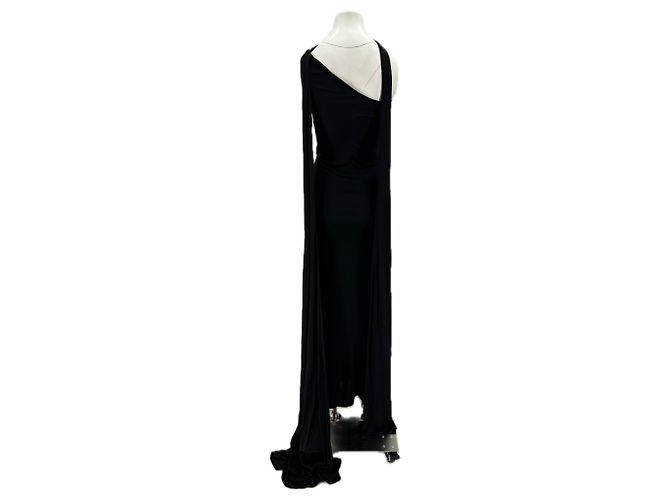 Autre Marque Abito maxi nero con sciarpa - vista 2