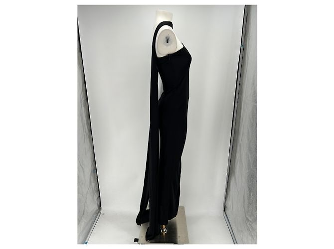 Autre Marque Abito maxi nero con sciarpa - vista 3