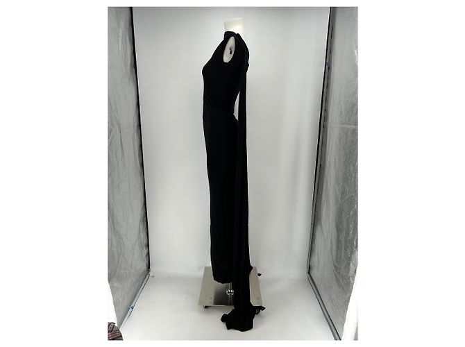 Autre Marque Abito maxi nero con sciarpa - vista 4