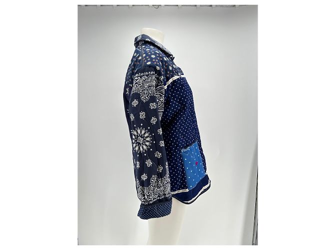 Autre Marque Chaqueta patchwork de algodón azul marino - vista 3