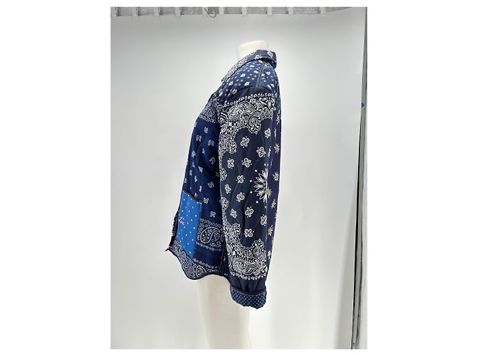 Autre Marque Chaqueta patchwork de algodón azul marino - vista 4