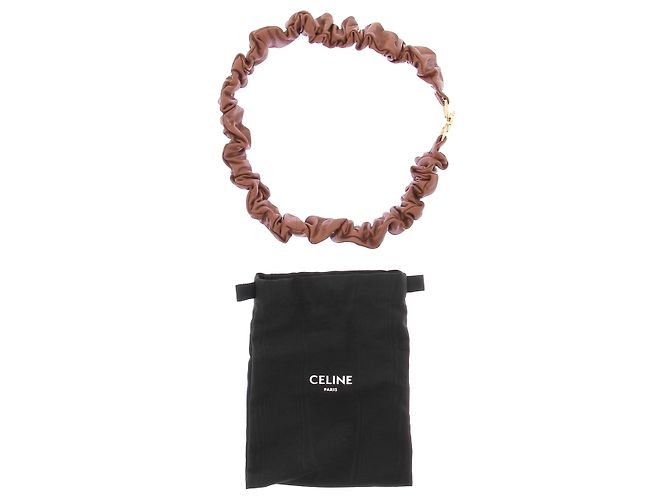 Cintura Céline Triomphe in pelle color cammello - vista 7