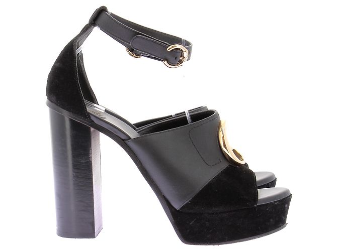 Sandali con tacco Chloé in pelle e camoscio nero - vista 2