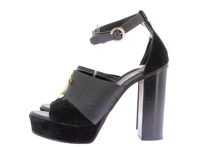 Sandali con tacco Chloé in pelle e camoscio nero - vista 3