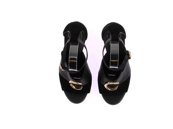 Sandali con tacco Chloé in pelle e camoscio nero - vista 6