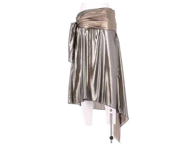 Saia midi de lamé de seda prateada Givenchy Prata - vista 2