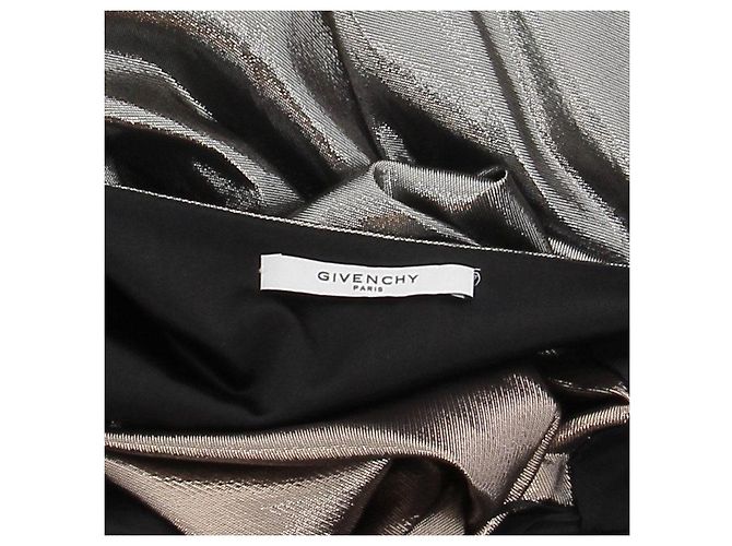 Saia midi de lamé de seda prateada Givenchy Prata - vista 5