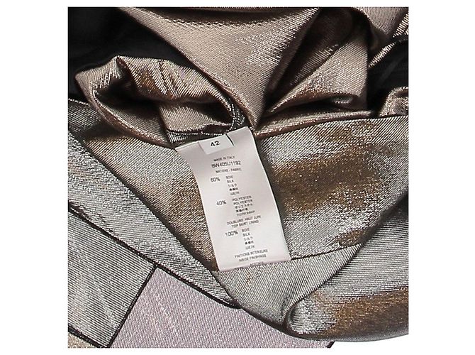 Saia midi de lamé de seda prateada Givenchy Prata - vista 6