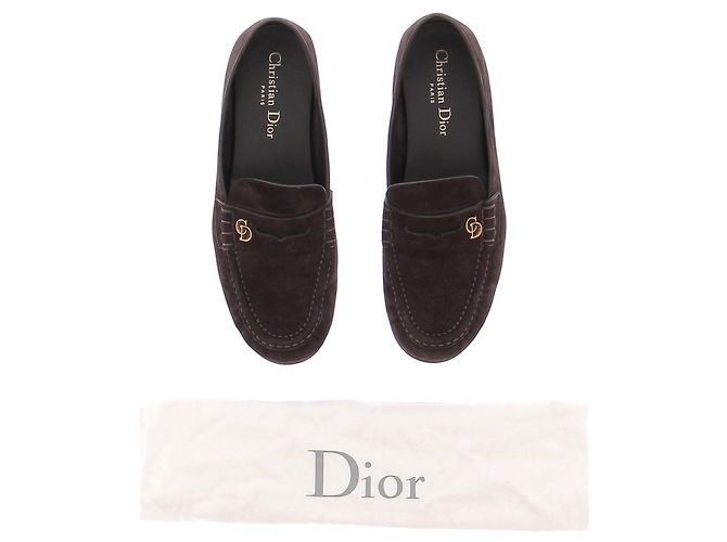 Mocassini Dior in camoscio marrone - vista 8