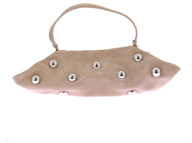 Bolsa de mão Altuzarra Origami em camurça bege com bolas prateadas - vista 2