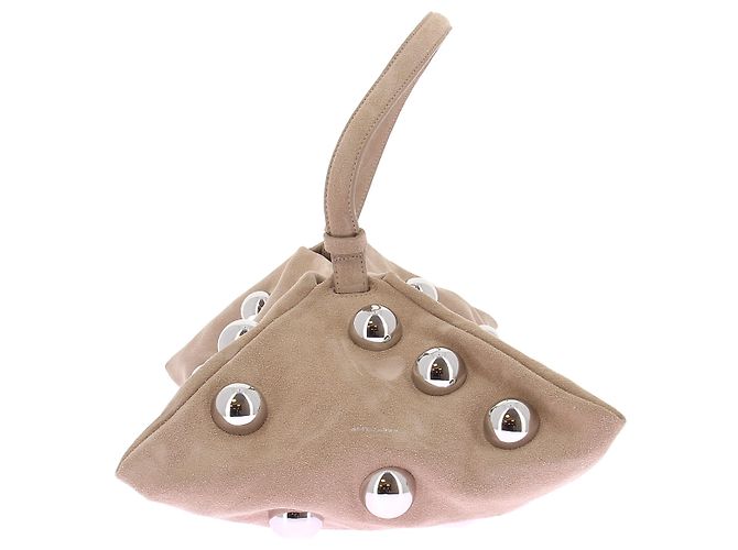 Bolsa de mão Altuzarra Origami em camurça bege com bolas prateadas - vista 3