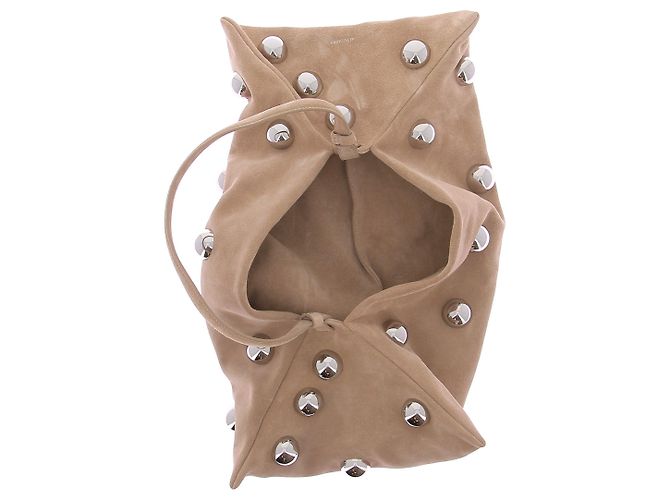 Bolsa de mão Altuzarra Origami em camurça bege com bolas prateadas - vista 8