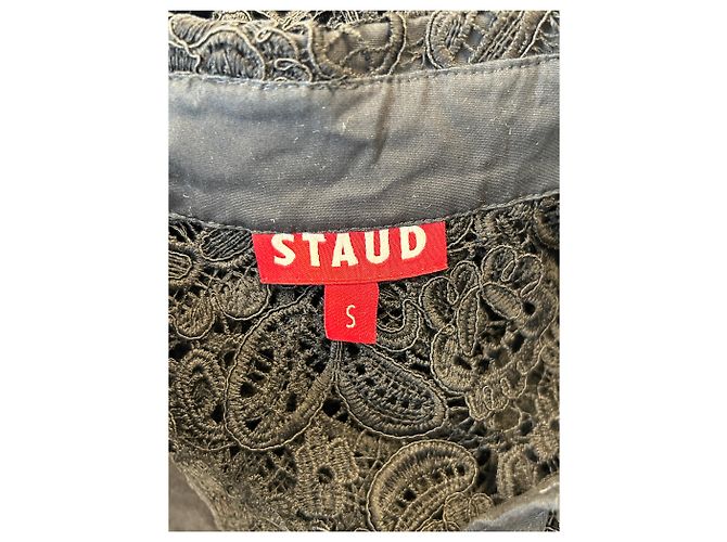 Staud Camicia nera ricamata a maniche corte Nero - vista 5