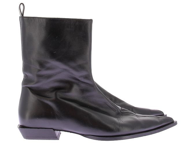 Stivaletti in pelle nera a punta Massimo Dutti Nero - vista 2