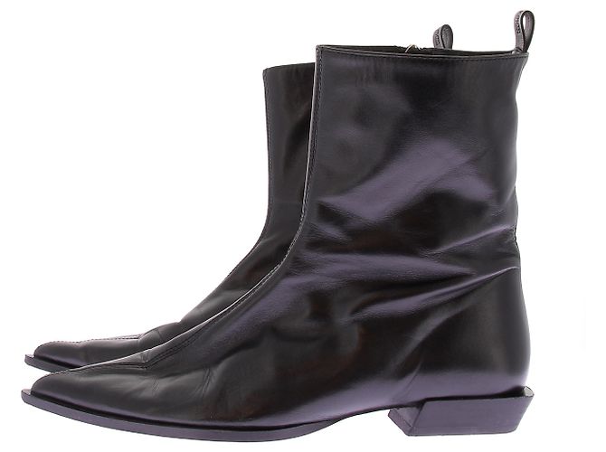 Stivaletti in pelle nera a punta Massimo Dutti Nero - vista 3