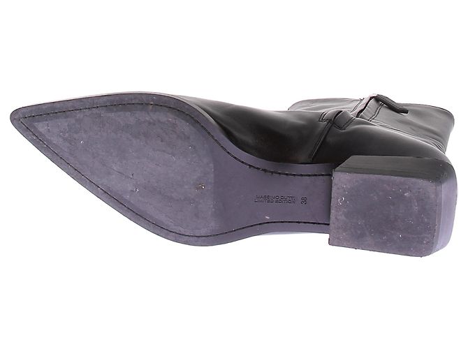 Stivaletti in pelle nera a punta Massimo Dutti Nero - vista 7