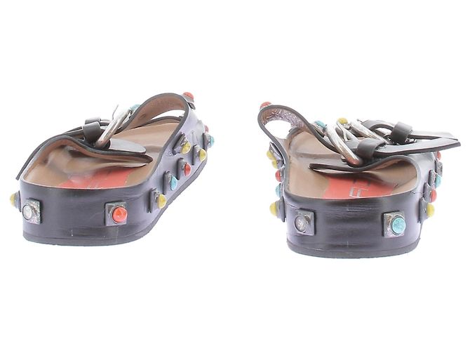 Sandali Etro in pelle nera con perle multicolori Nero - vista 5